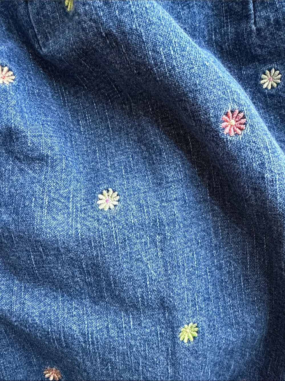 Gymboree Blue Denim Skirt with Multicolor Daisy Embroidery size 8